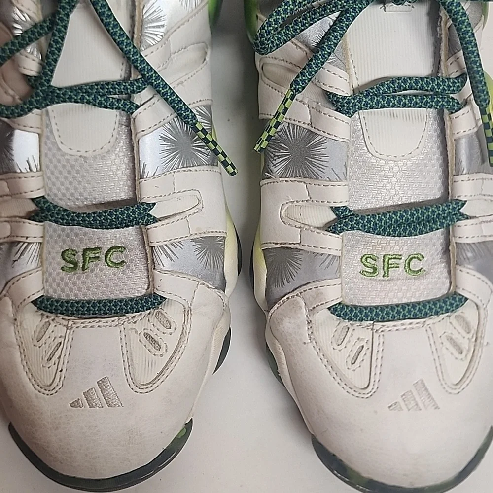 Adidas Seattle Sounders SFC Green,Gray & White High-Top Sneakers Born In 74 Sz13
